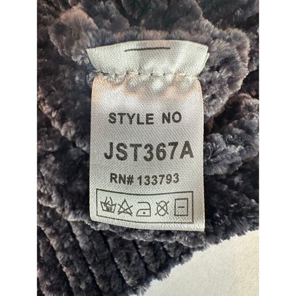 POL Women's Small Asymmetrical Large Chunky Knit Sweater Velvet Blue Gray - Picture 12 of 12